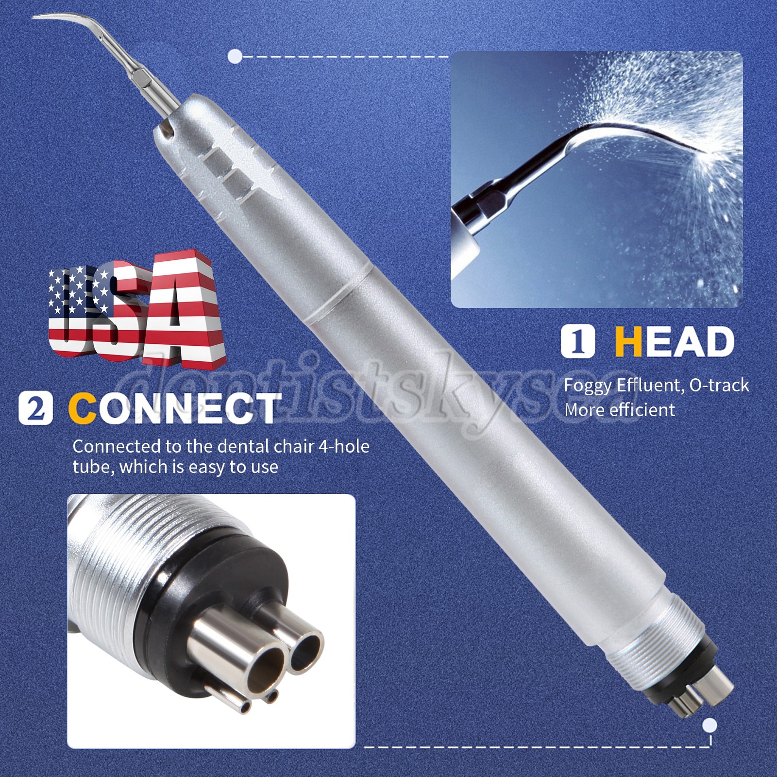 Dental Air Scaler Sonic Perio Scaling 4 Hole with 3 Compatible Tips US STOCK
