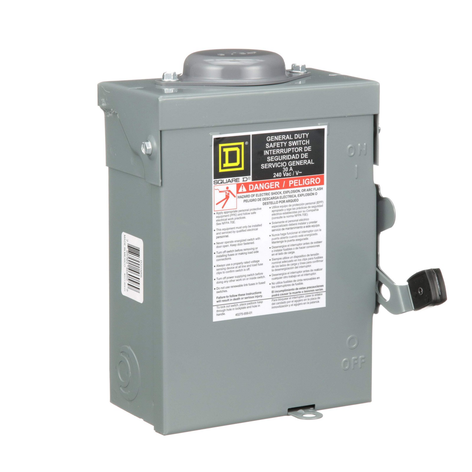 D221NRB Square D Series E Disconnect 240V ACV 30A Fusible Switch