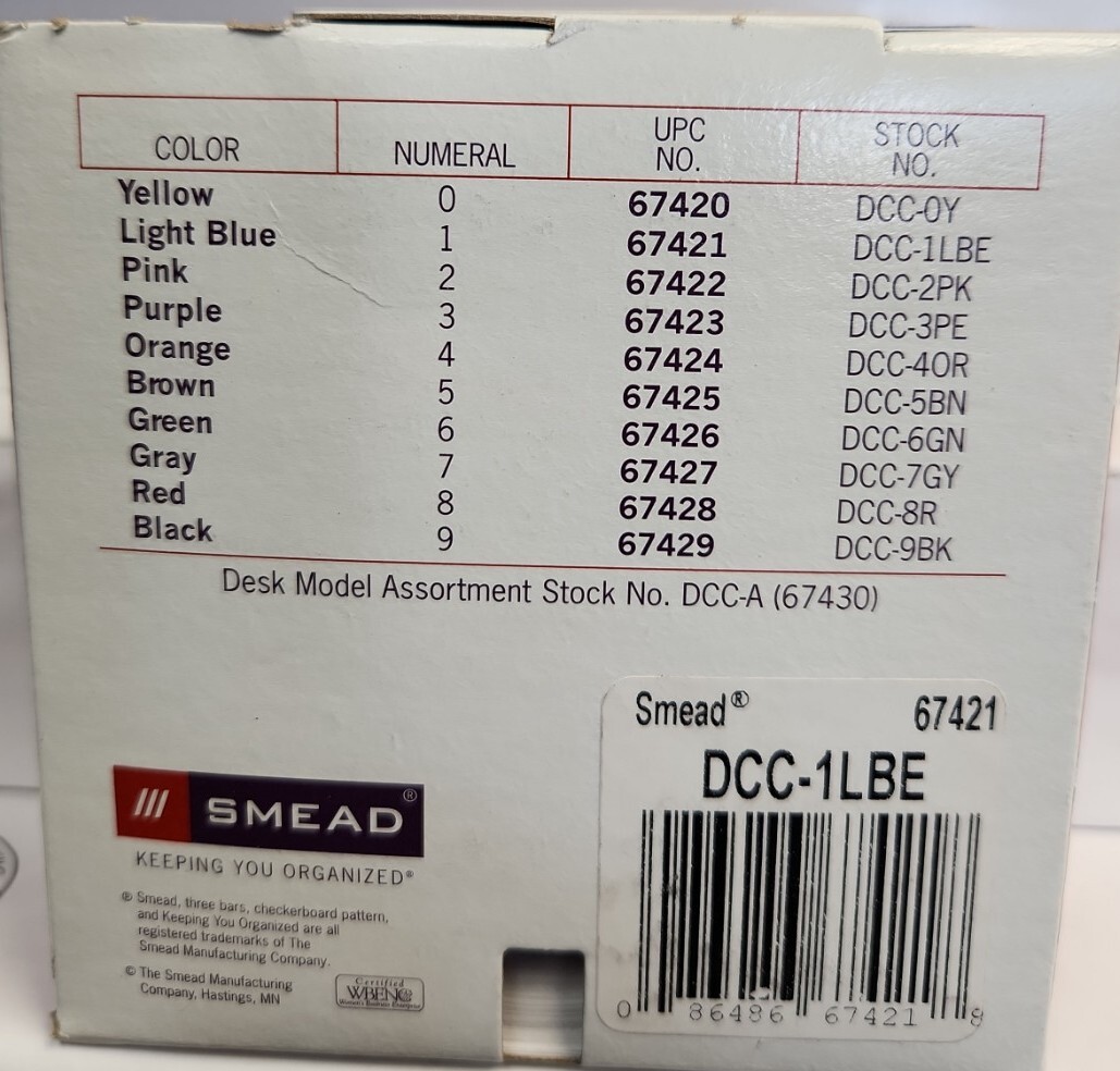 Smead DCC Color-Coded Numeric Label, 1, Label Roll, Color Blue, 250 Labels
