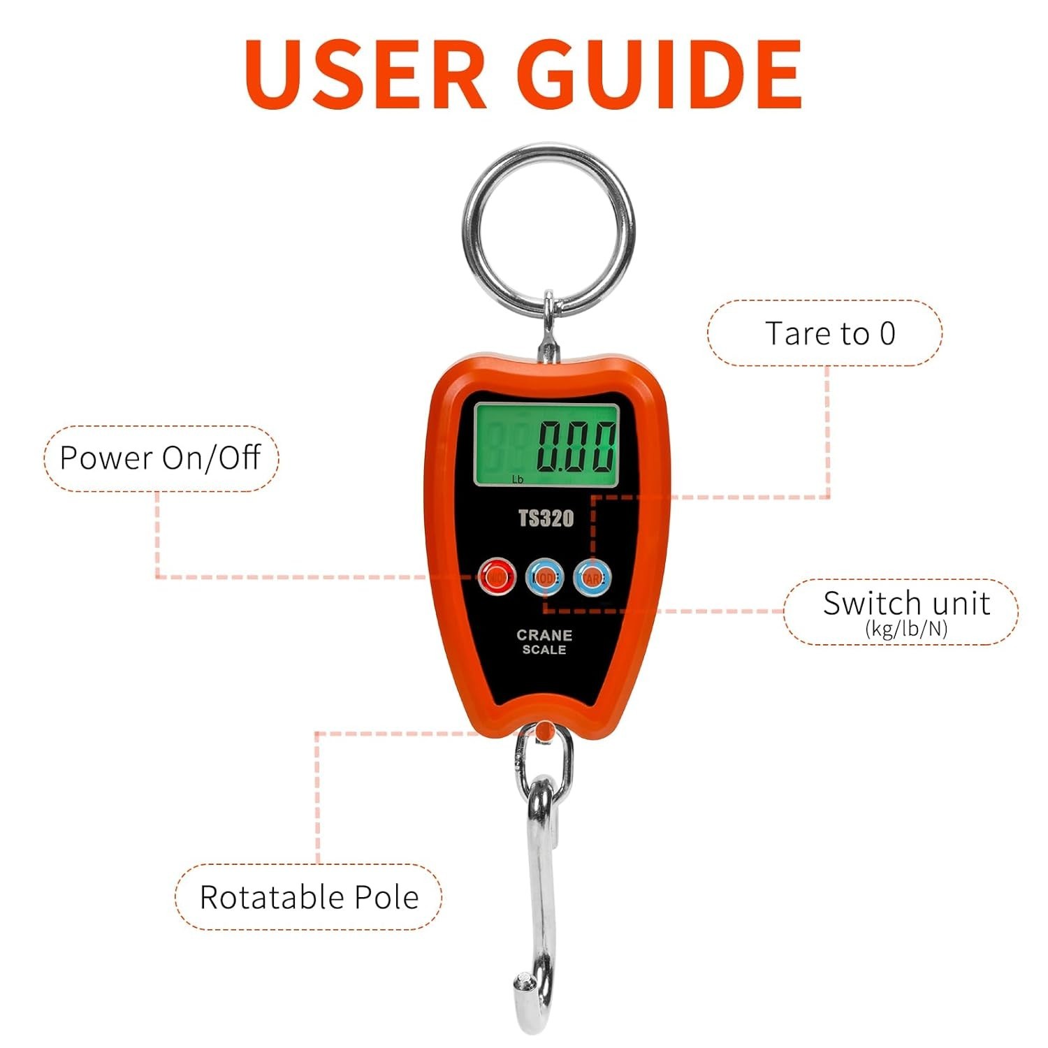 Digital Crane Scale 300kg/660lbs 200kg/440lbs with LED Handheld Mini Hanging …