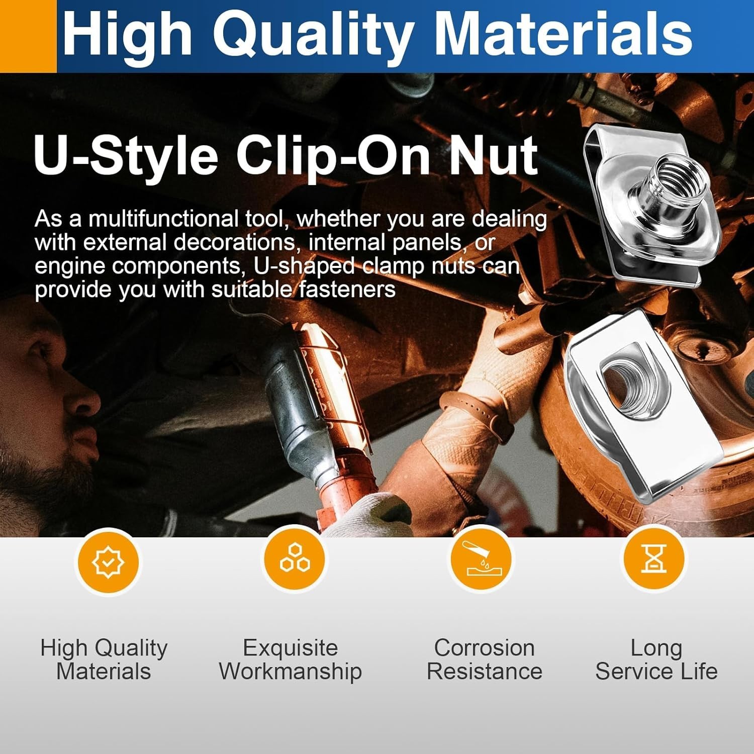 20 Pack 5/16-18 Extruded U-Nuts 304 Stainless Steel U Clip Car Clips Fasteners
