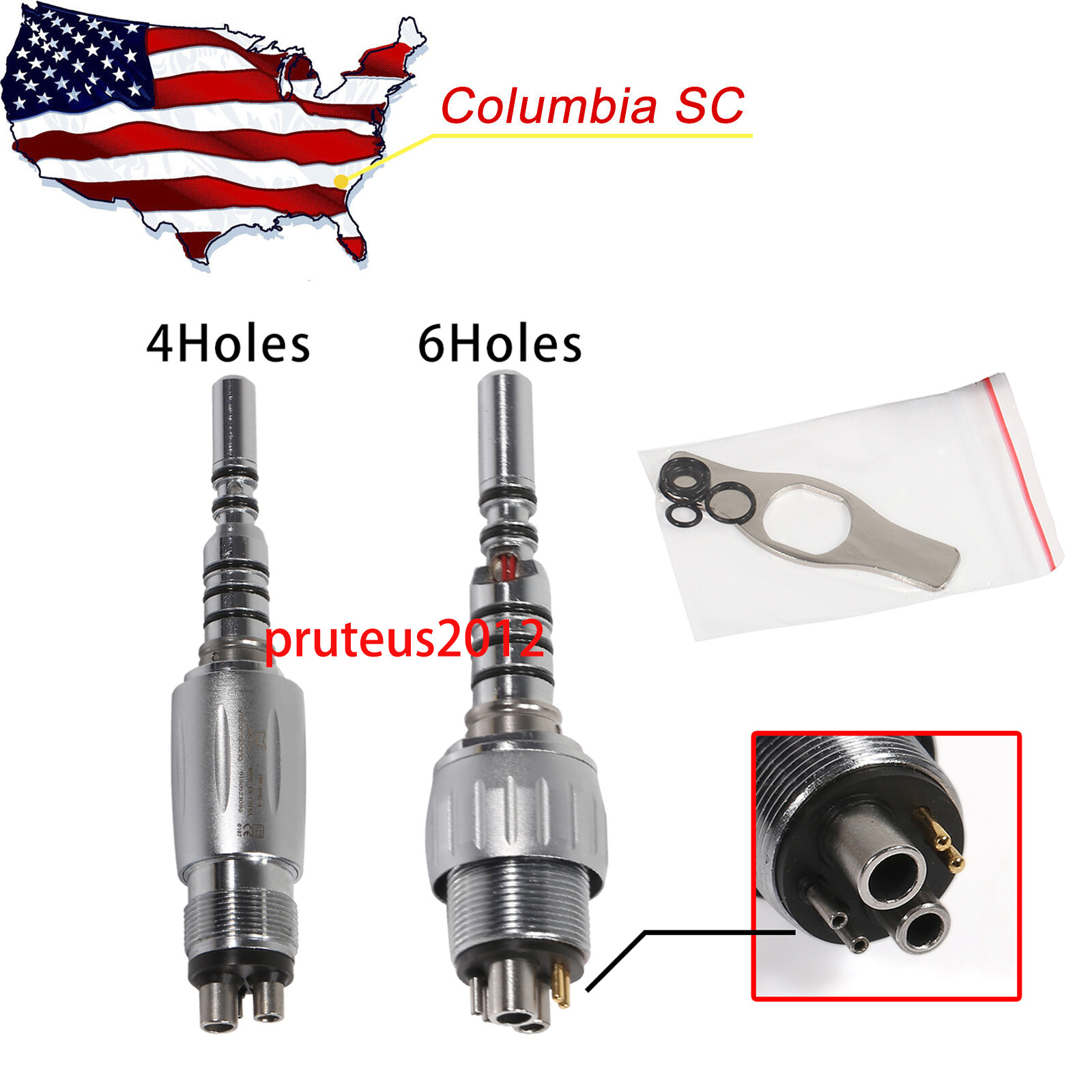 Dental Fiber Optic Handpiece High Speed with LED Quick Coupler 4/6Hole U-S