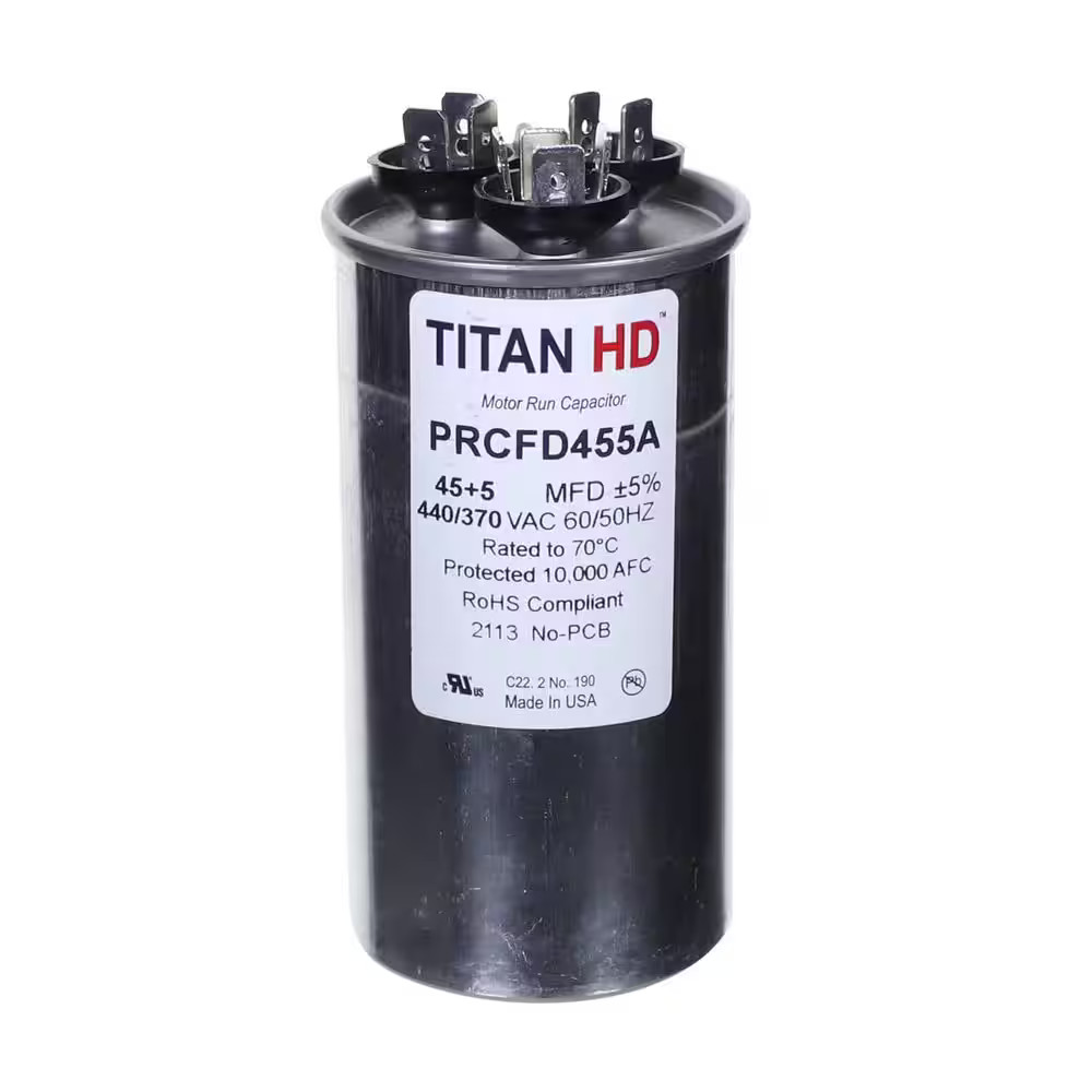 *2 PACK* TITAN HD PRCFD455A 45-5 MFD 440-370V Round Run Capacitor