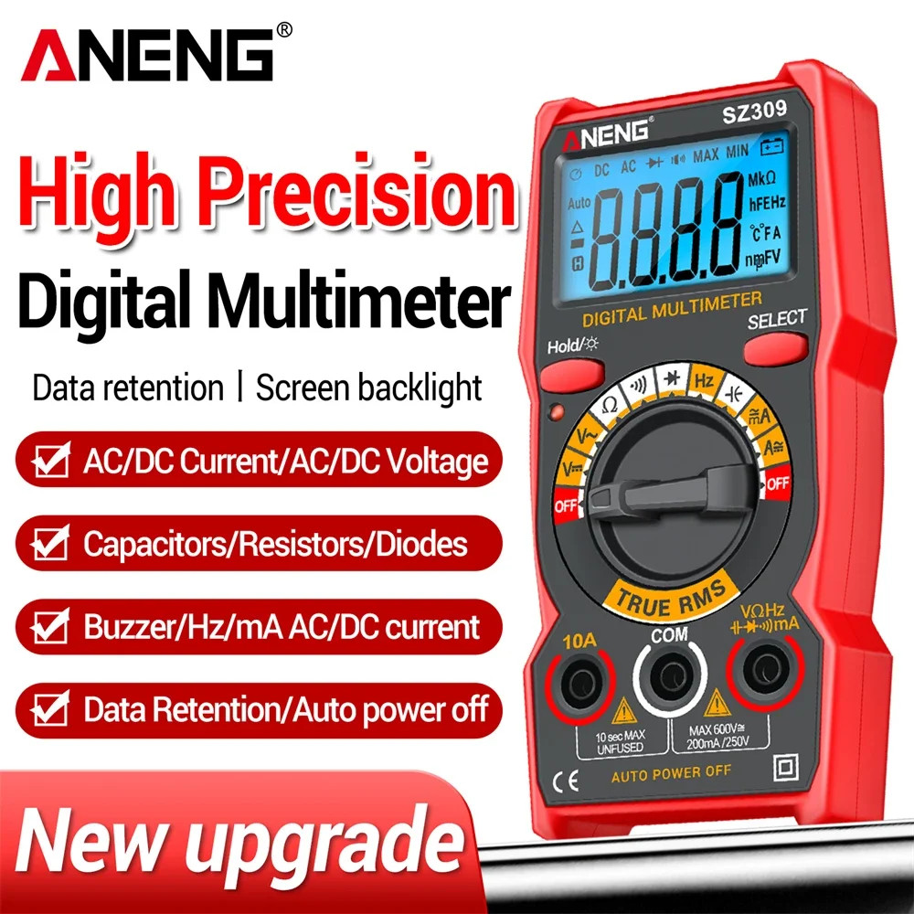 ANENG SZ309 Digital Multimeter 1999 Count AC/DC Voltage Current Resistance