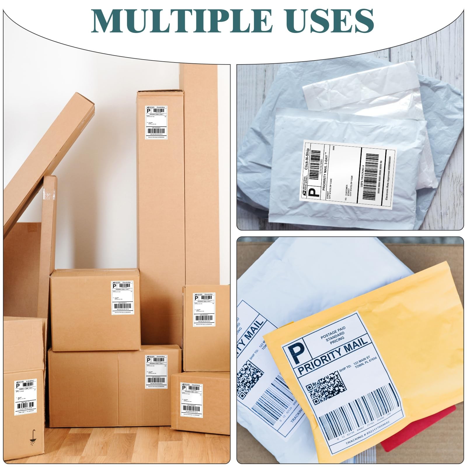 2500 PCS 4″x6″ Thermal Shipping Labels, 250 Labels/Roll, White Perforated & S…