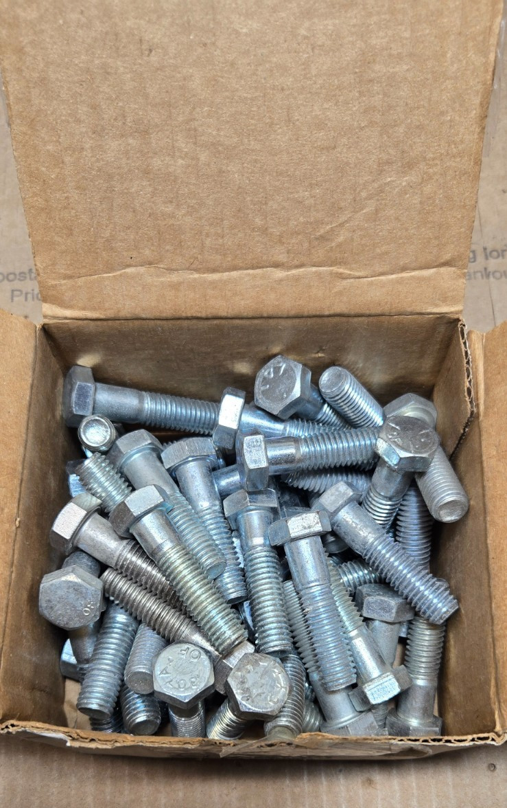 Box of 50 Count 1/2-13 x 2” Hex Head Bolt Cap Screw Grade 307A Partial Thread