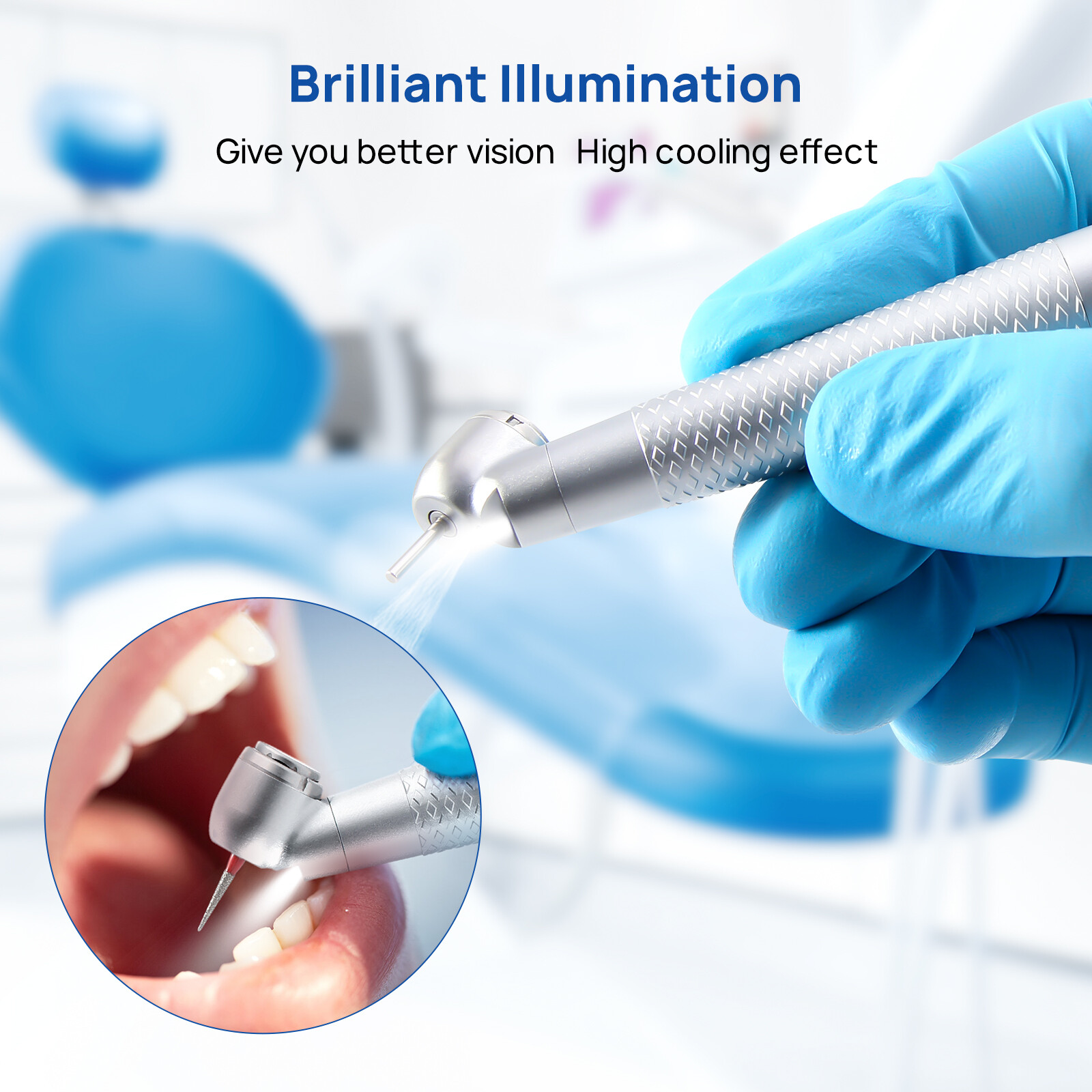 COXO Dental Surgical Handpiece 45° Angle Fit KaVo Fiber Optic 6 Hole Coupler
