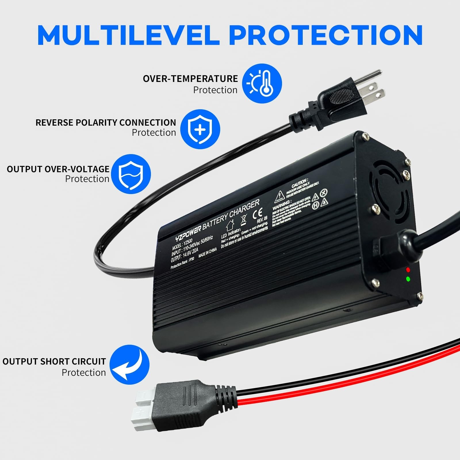 14.6V 20A Lifepo4 Battery Charger for 12.8v 12v Lithium Iron Phosphate Batter…
