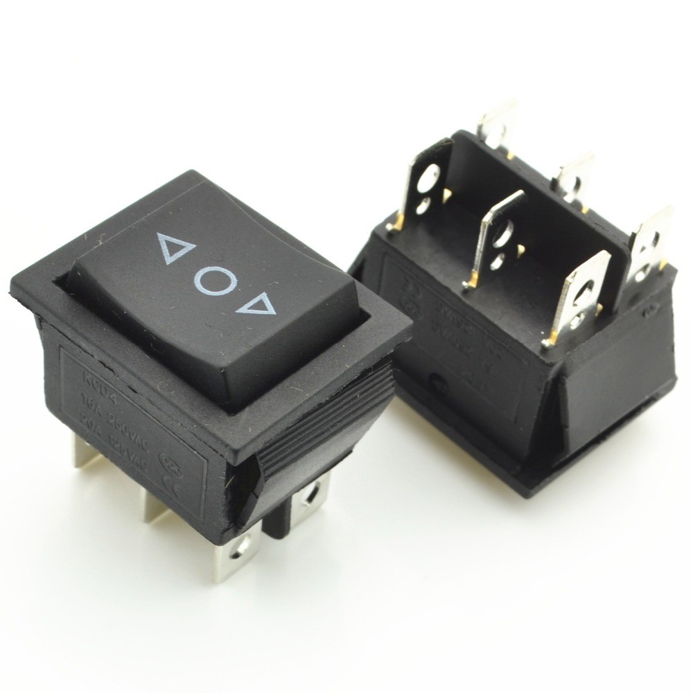 Latching Rocker Switch DPDT 6-Pin 16A 250VAC/20A 125VAC Up/Down On-Off-On Black