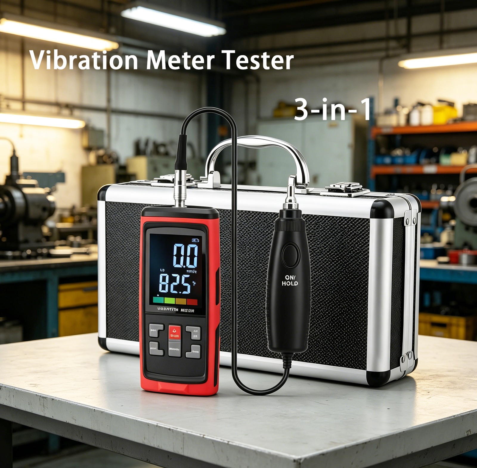 Digital Vibration Meter 3 Detachable Probes Vibration Analyzer High-Precision US