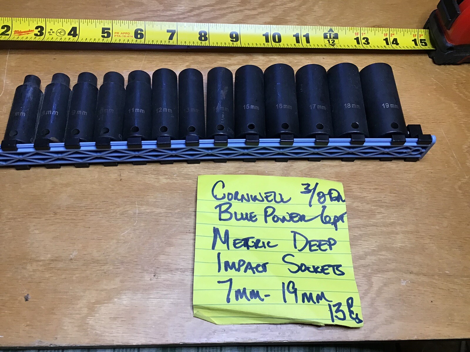 Cornwell Tools 3/8 Dr 6 Pt Metric Deep Impact Set 13 pcs Sizes 7-19 mm No Rail
