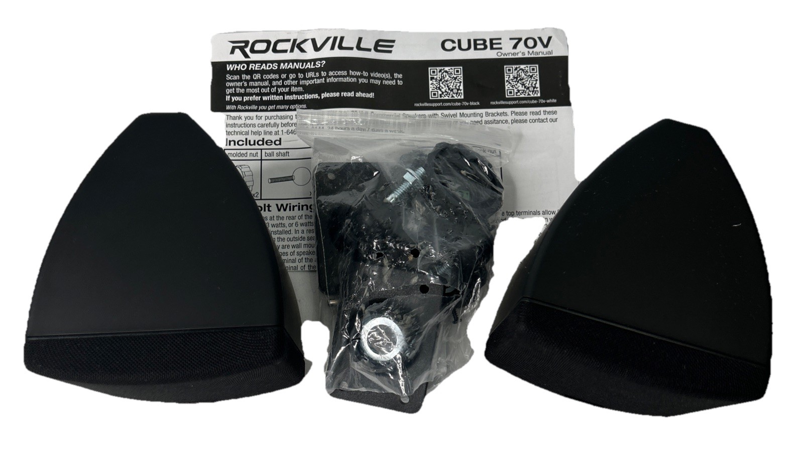 Cube by Rockville Pair of 3.5″ Black Commerical 70v Swivel Wall Mount Speakers