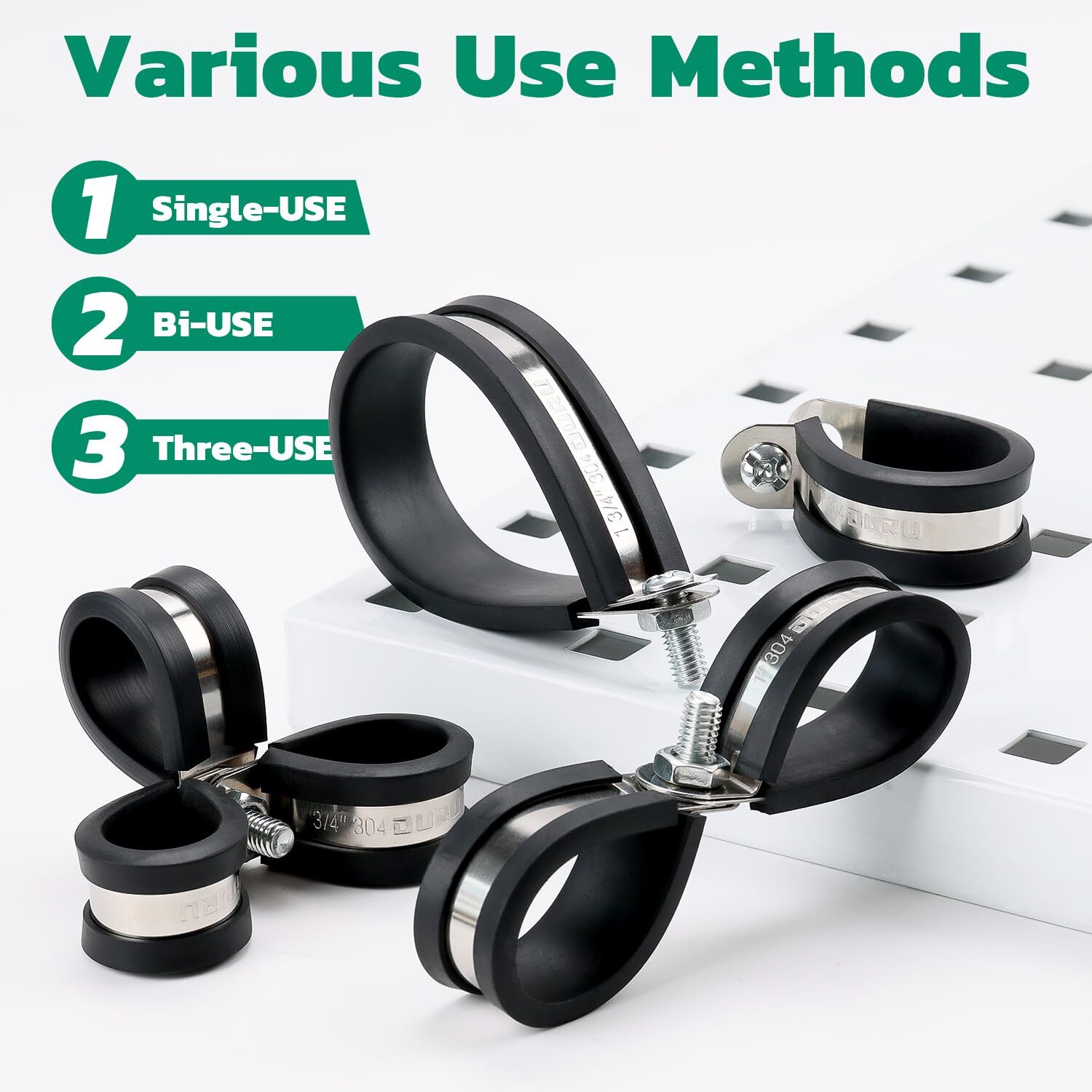 125pcs Cable Clamp12 Sizes Stainless Steel Rubber Coated Cushioned Insulated Cab