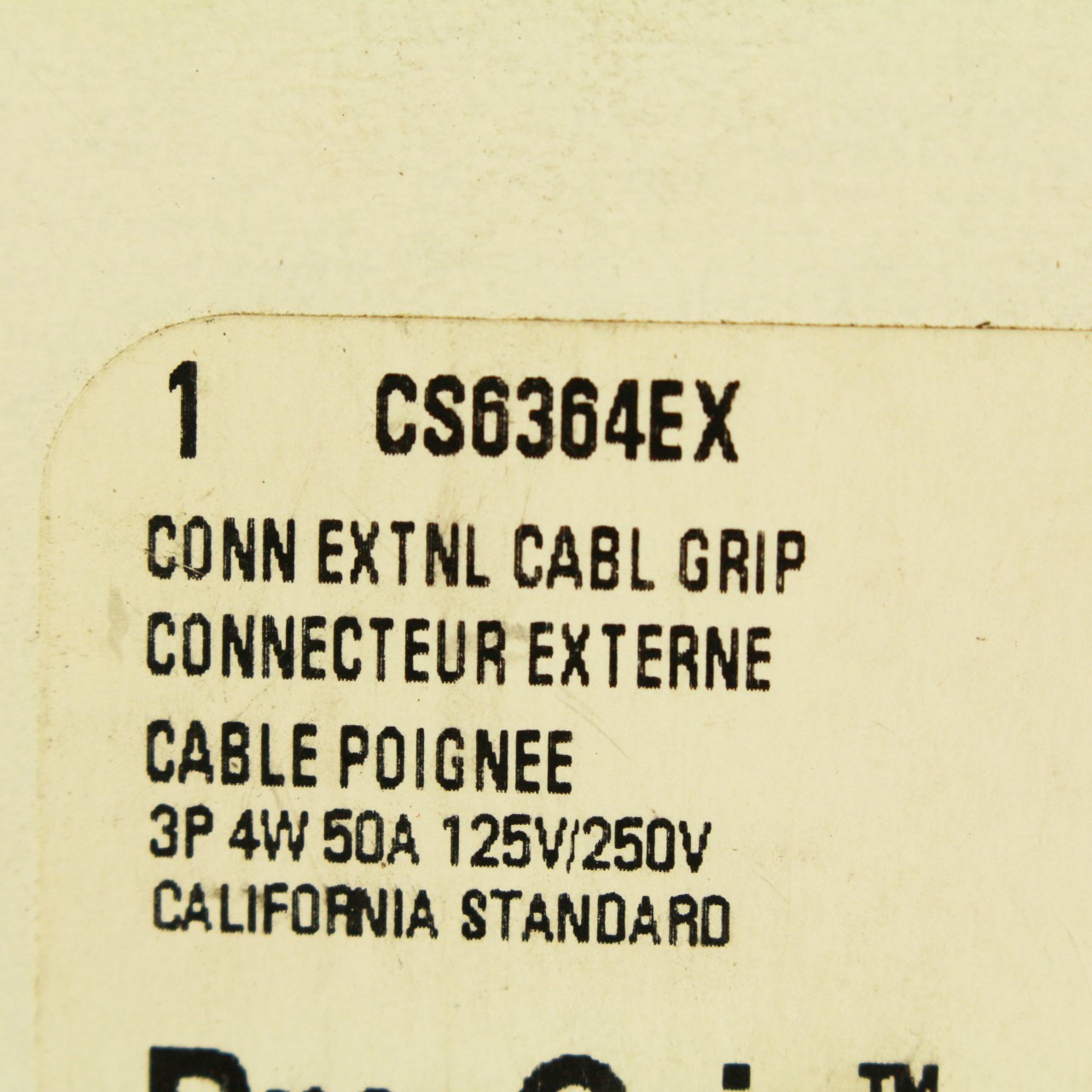 Cooper Pro-Grip California Locking Plug Connector NON-NEMA 50A 125/250V CS6364EX