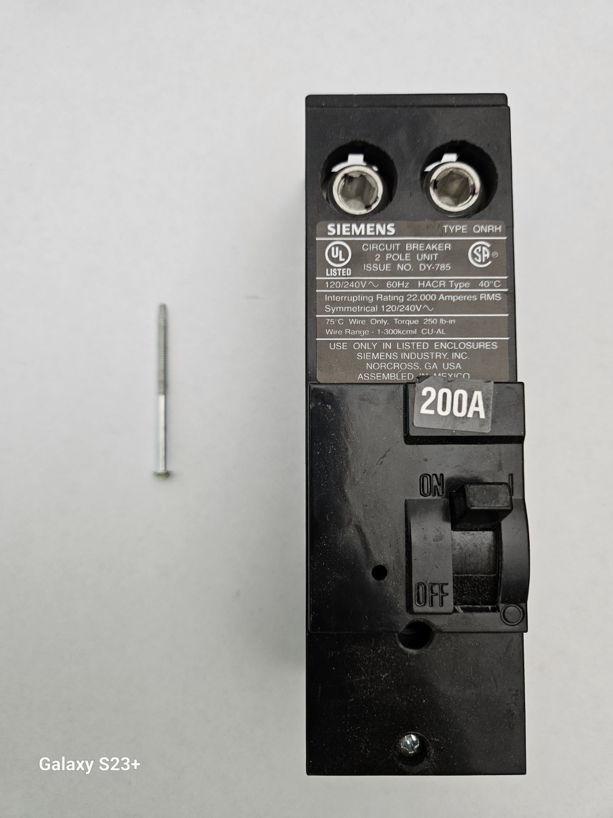 Siemens QN2200RH 200A 240VAC 2-Pole Circuit Breaker