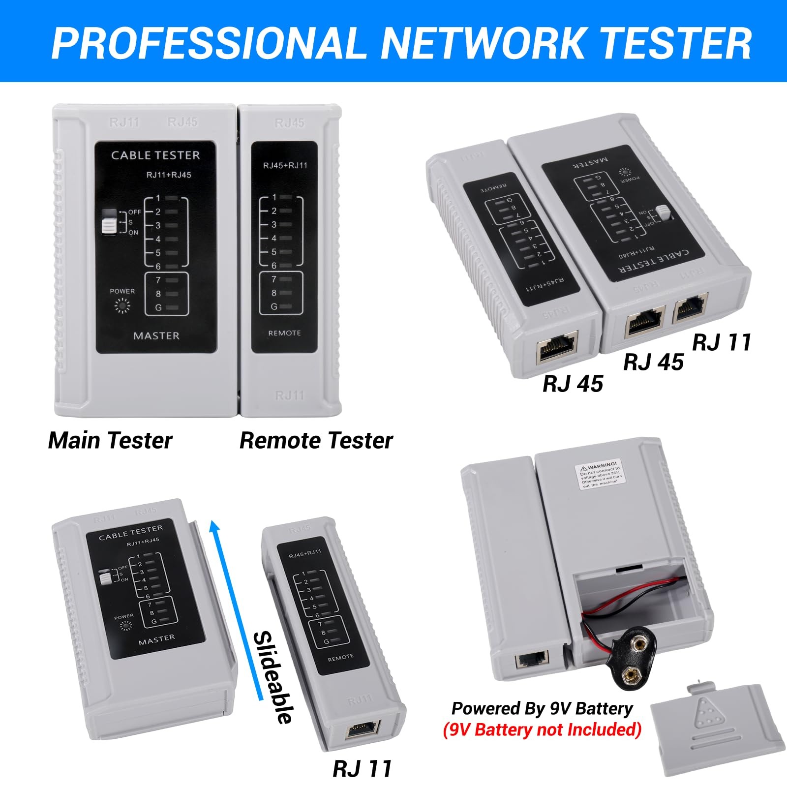 RJ45 Crimp Tool, Pass Thru RJ11 RJ12 Ethernet Crimper for Cat5 Cat6 Connector…