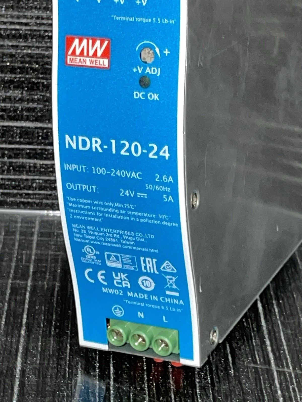 MW MEAN WELL NDR-120-24 100-240VAC 2.6A MW02 Industrial DIN Rail SC28088845
