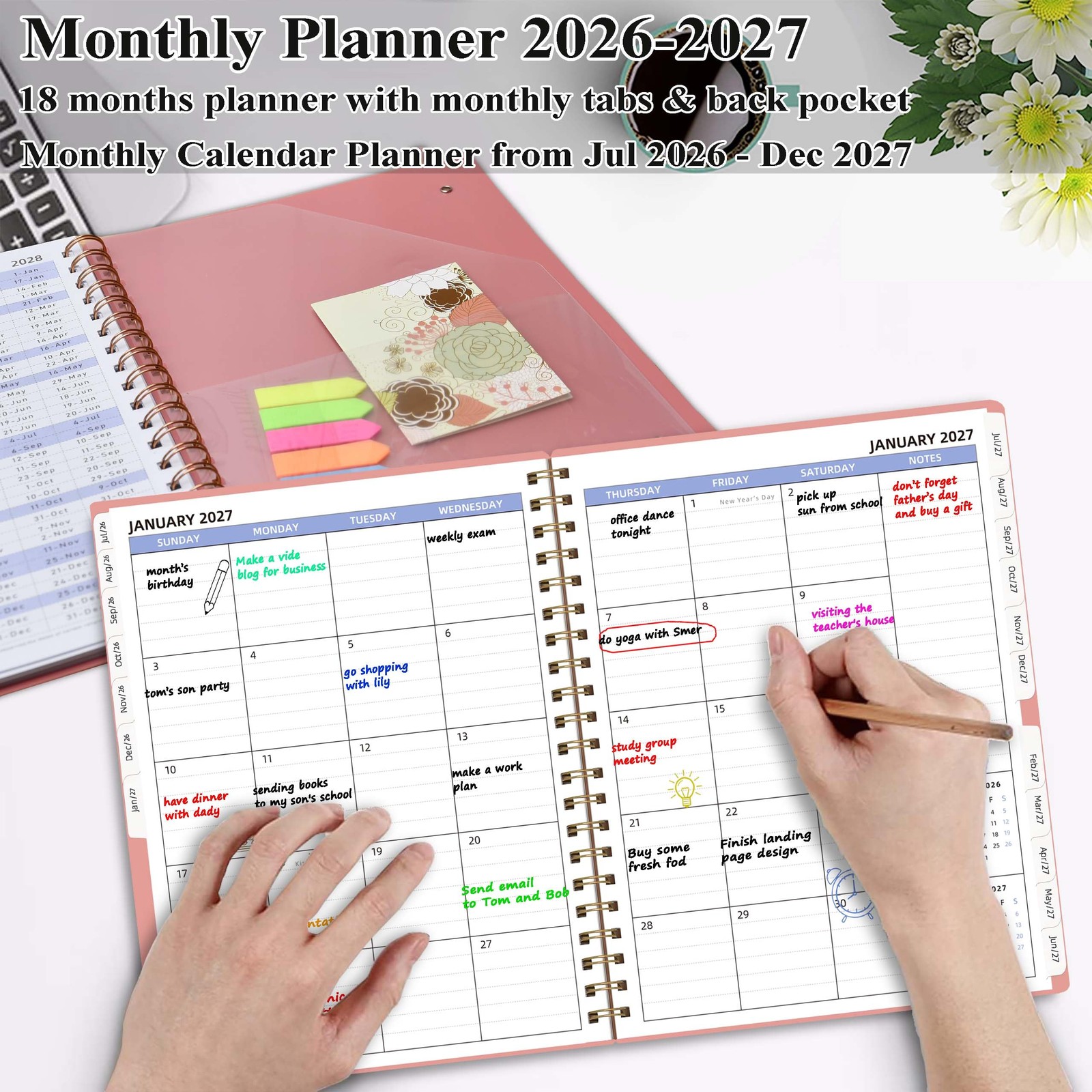 2026-2027 Monthly Planner (7.6» x 9.6»), 18 Months Agenda Planner from Jul …