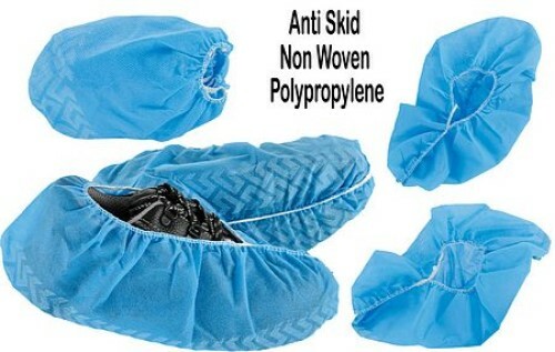 400~ Non Woven Polypropylene Spun Bond Anti Skid Shoe Covers – Blue, L or XL
