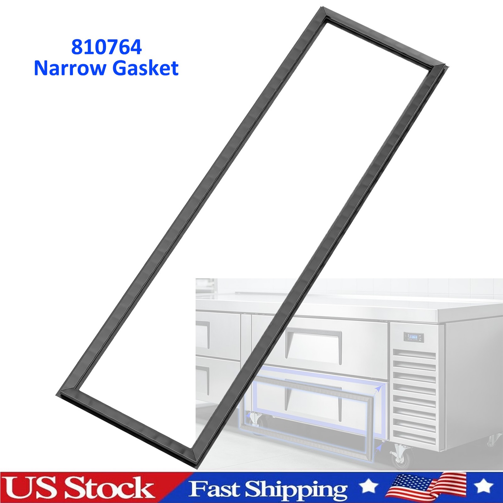 810764 Gasket Door Drawer ,Narrow 8″ X 29-1/2″ Snap-In Mnt for True TRCB-50