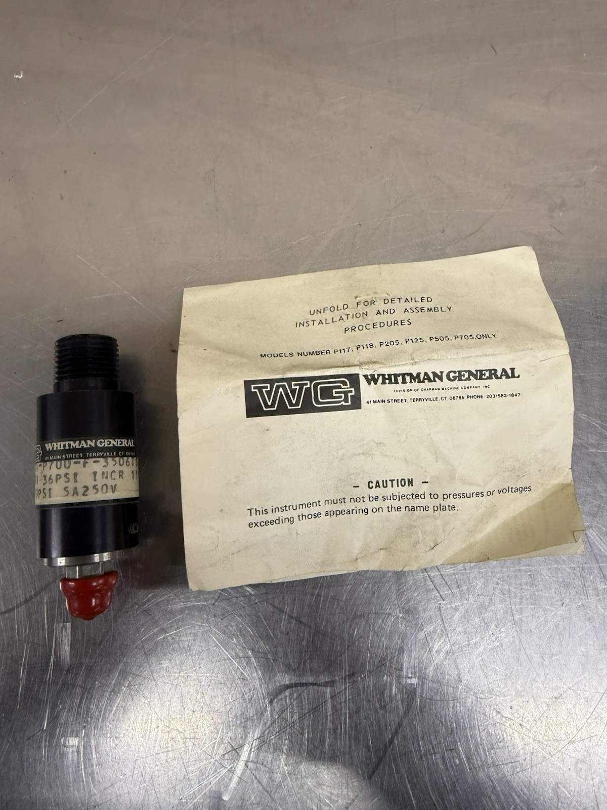 Whitman General Pressure Switch Set 900 PSI New Old Stock￼