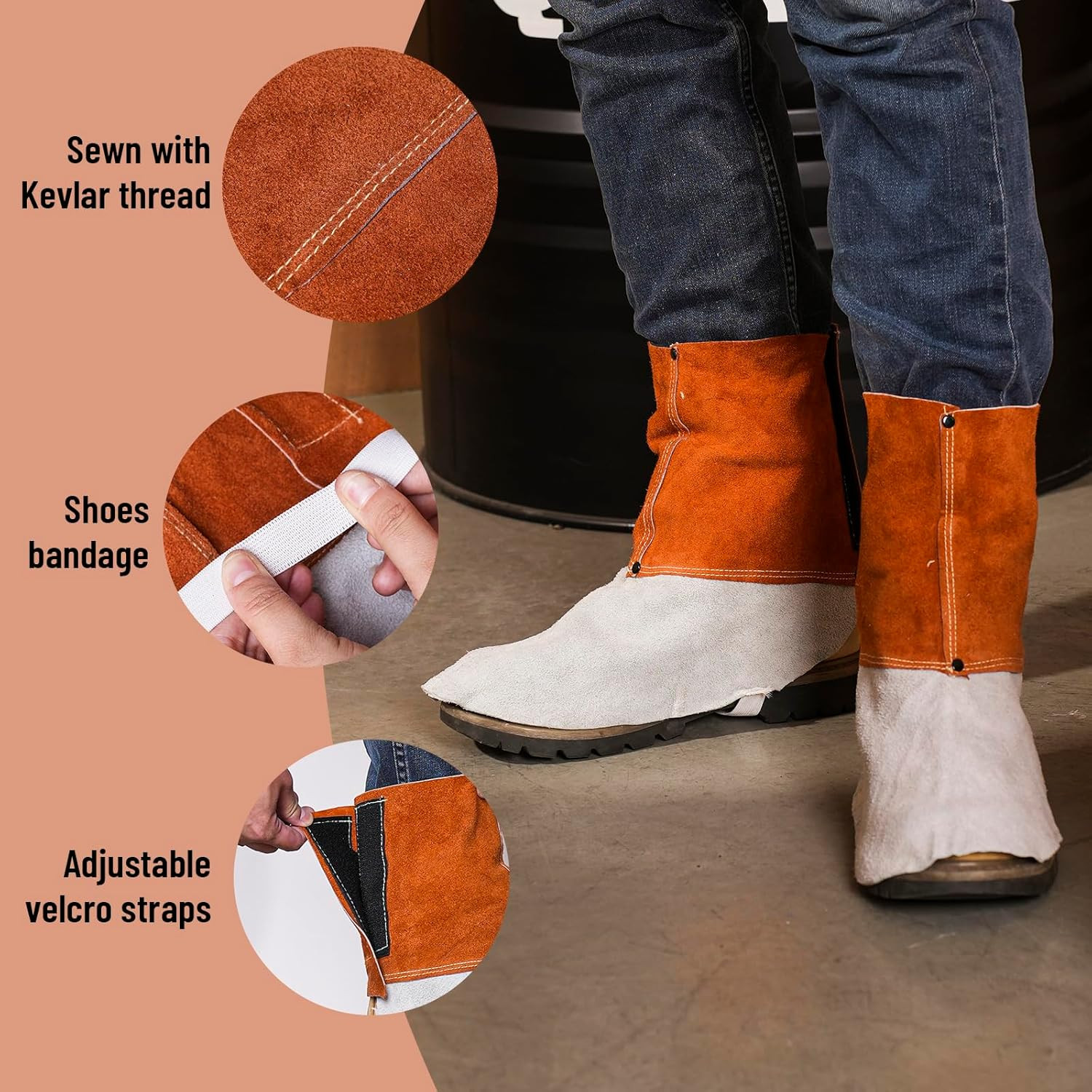 Leather Welding Spats – Heat and Abrasion Resistant Welding Boot Covers – Shoes