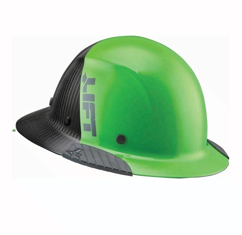 Lift Safety Dax 50/50 Carbon Fiber Full Brim Hard Hat Green-Black HDF50C-20GC