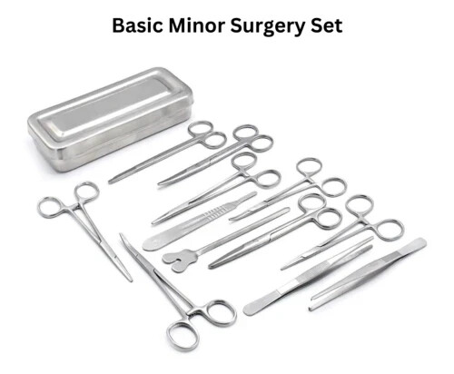 3 Set of 13 Pcs Basic Minor Surgery Kit W/ Steel Box Surgical Instruments