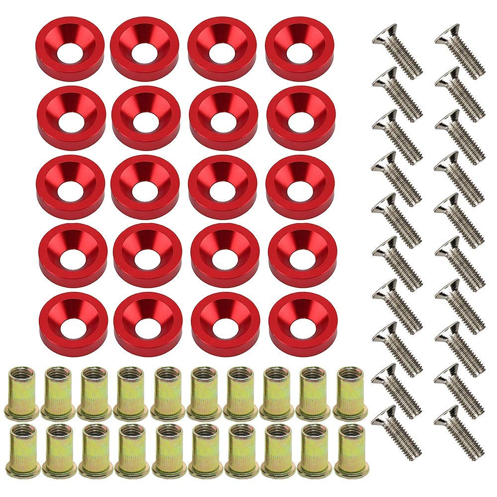 20PC CNC Fender Washer Bolt Rivet Nut Kit M6x20mm Aluminum Anodized Set