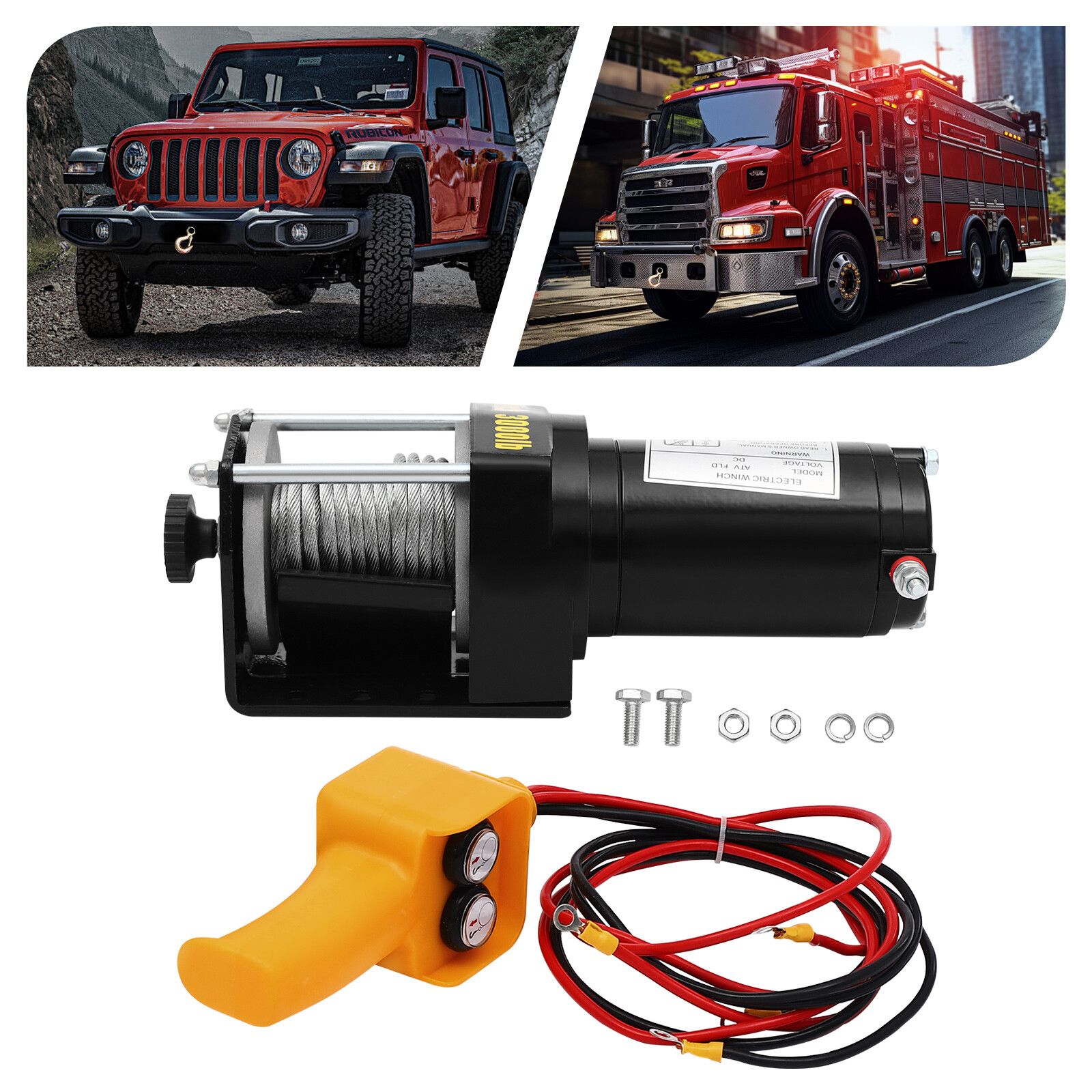 DC12V Electric Winch,3000 lbs Electric Winch Kit,Electric Winch w/ Wired Control
