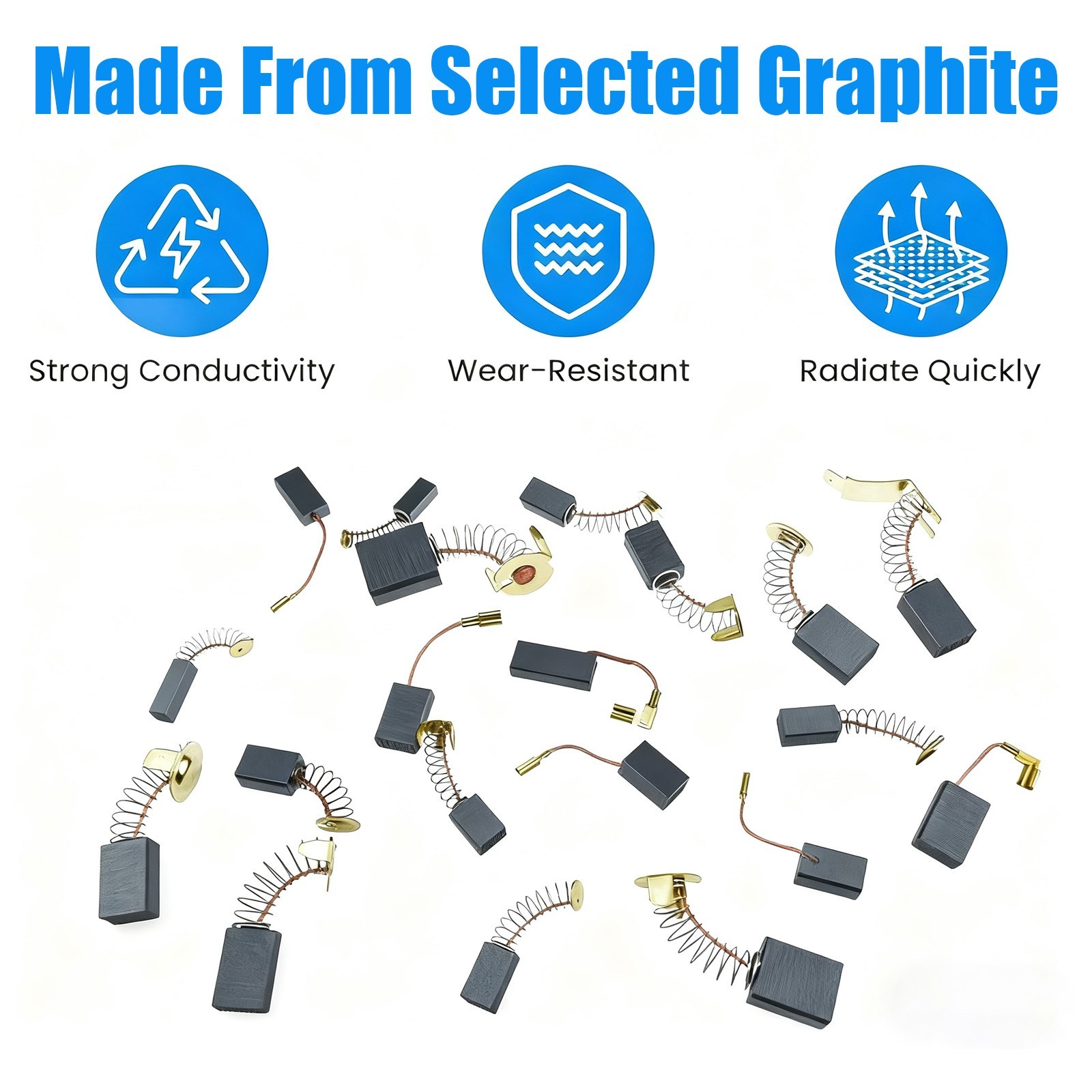 105x 15 Sizes Electric Motor Carbon Brushes Replacement w/ Copper Wire for Drill