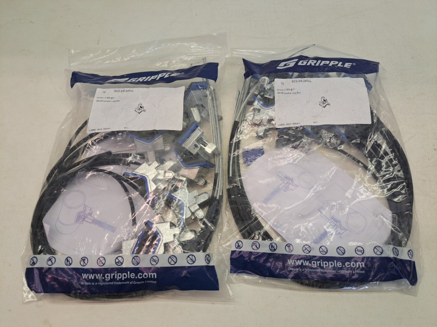 Lot of 2 GRIPPLE GC2-3/8-24IN-L industrial cable hanger and suspension kit NEW
