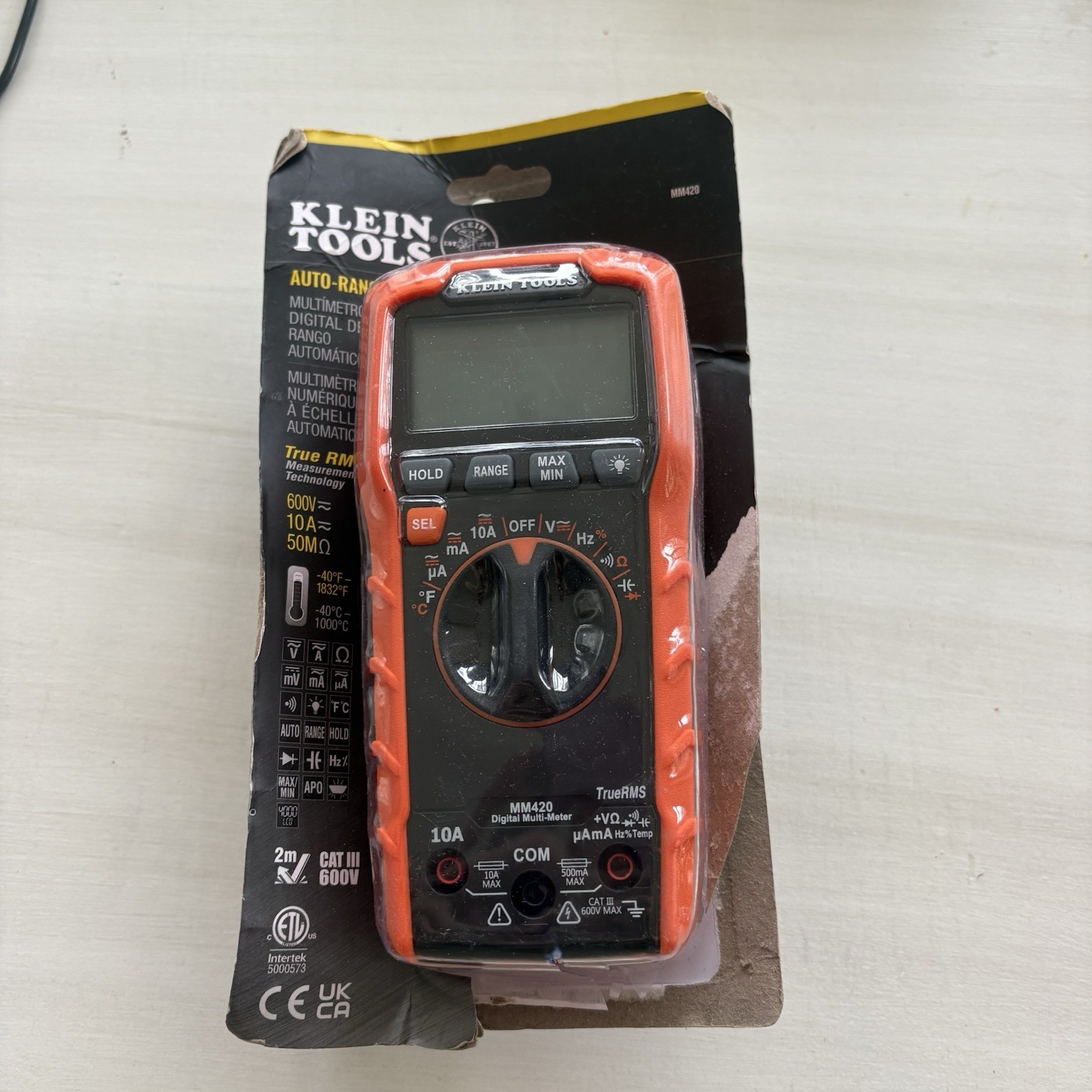 Klein Tools MM420 True RMS Auto-Ranging Multimeter CAT III 600V 10A 4000