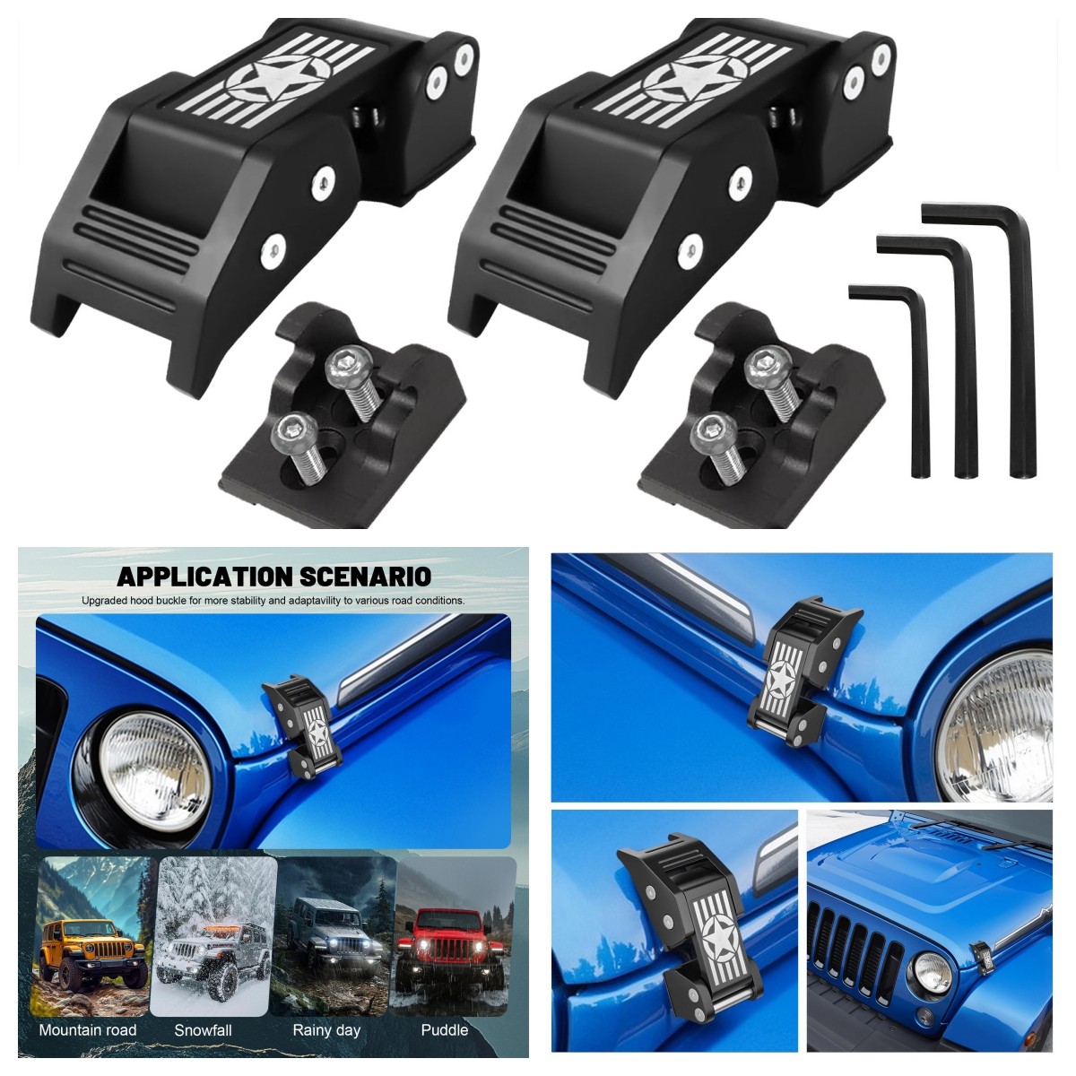 Jeep Wrangler JK/JKU 2007-2018 – Dual Aluminum Hood Latch/Catch Replacement