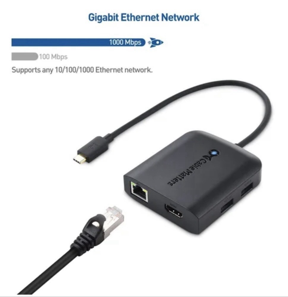 Cable Matters USB-C Multiport Adapter with 4K HDMI, 2x USB, Ethernet, and Power