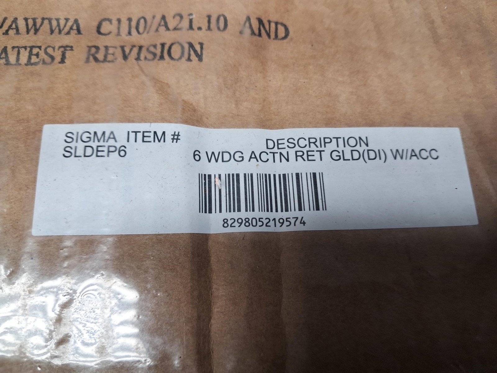 Sigma 6” DI Wedge Action Retainer Gland W/ 6” MJ Gasket & Bolts