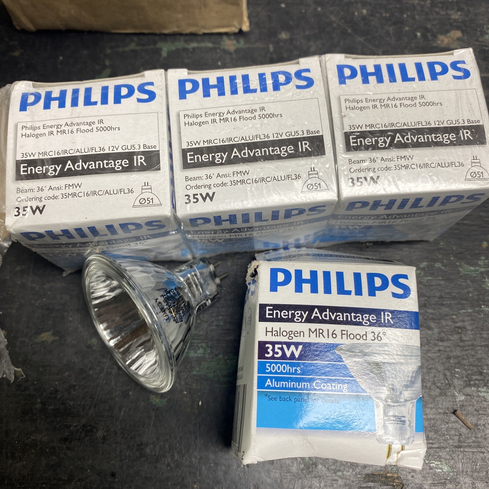 Phillips 35W MRC16/IRC/ALU/FL36 12V GU 5.3 35w lamp 5 pack