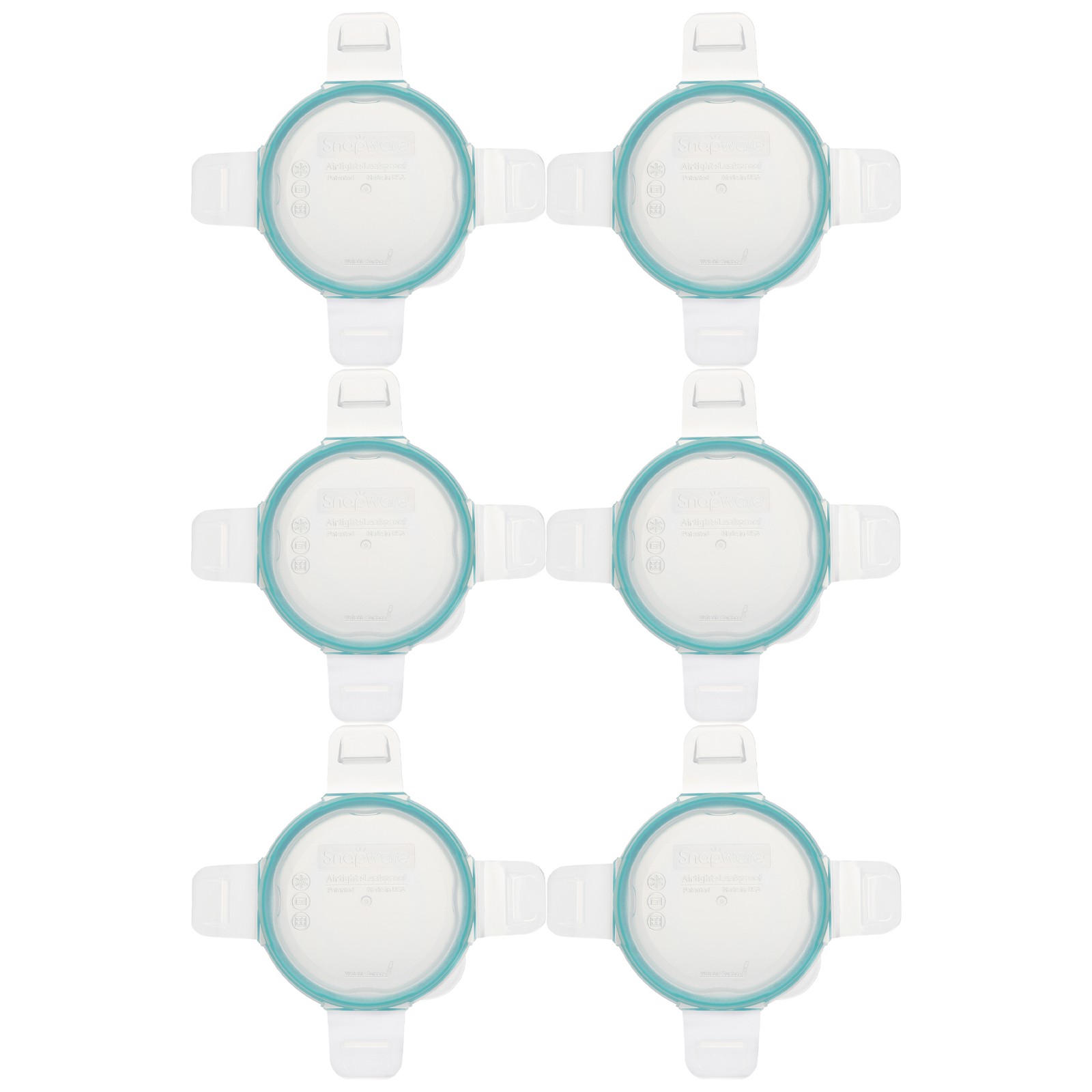 Snapware 7202R 1-Cup Clear Total Solutions Lid w/ Teal Blue Gasket (6-Pack)