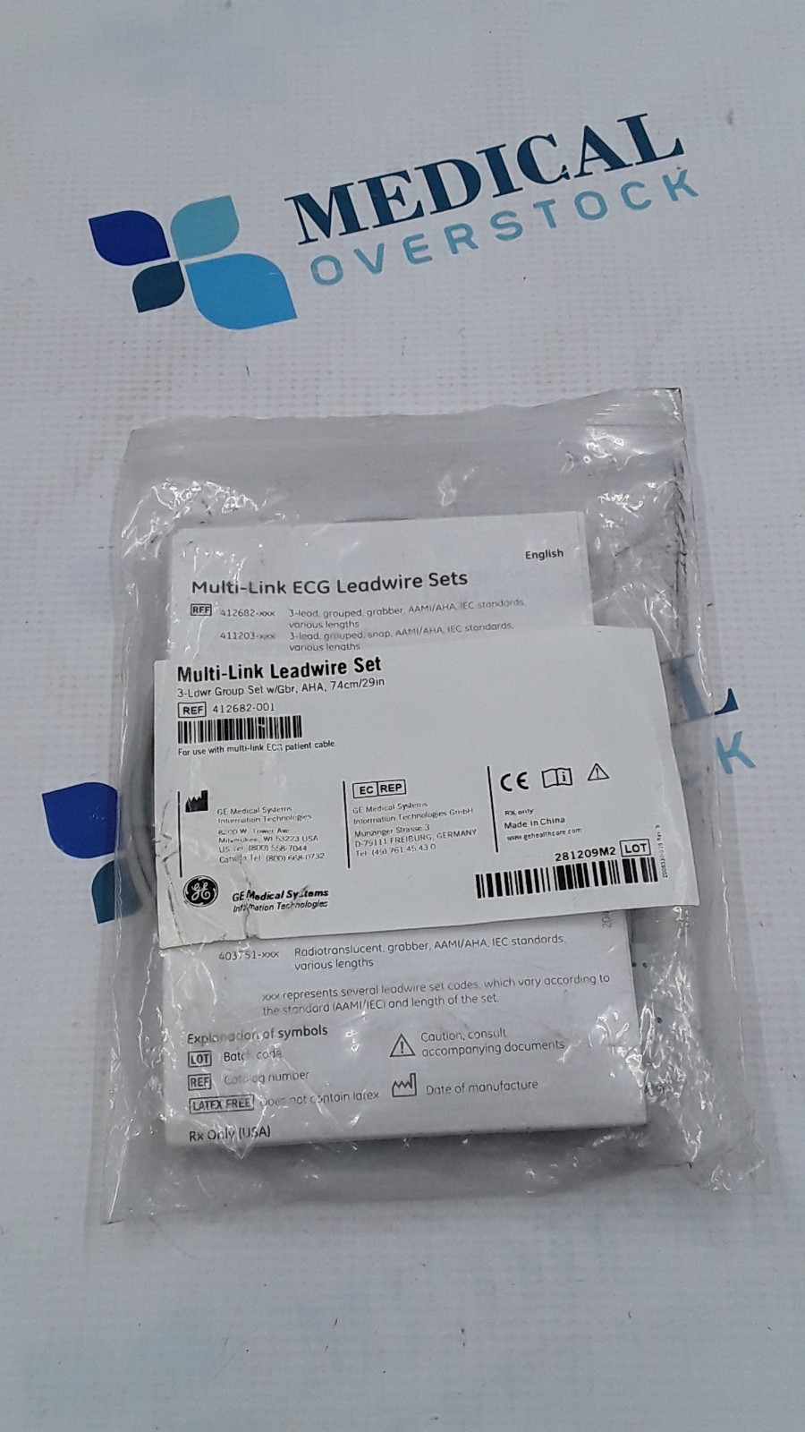 GE Multi Link Leadwire Set 3 Ldwr Grabber AHA 29in REF 412682-001