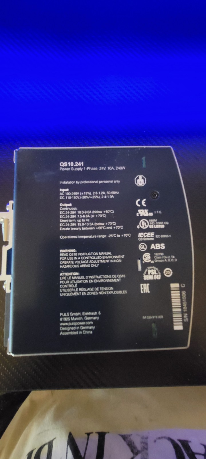 PULS QS10 Power Supply 24V 10A 240W DIMENSION DIN Rail NEW IN BOX w/ Docs