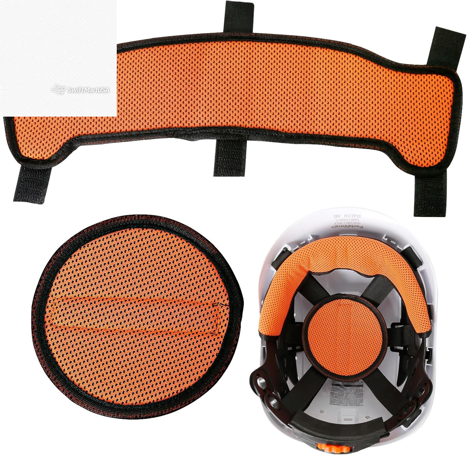 Hard Hat Sweatband and Top Pad Set Washable Helmet Liner Welding Construction