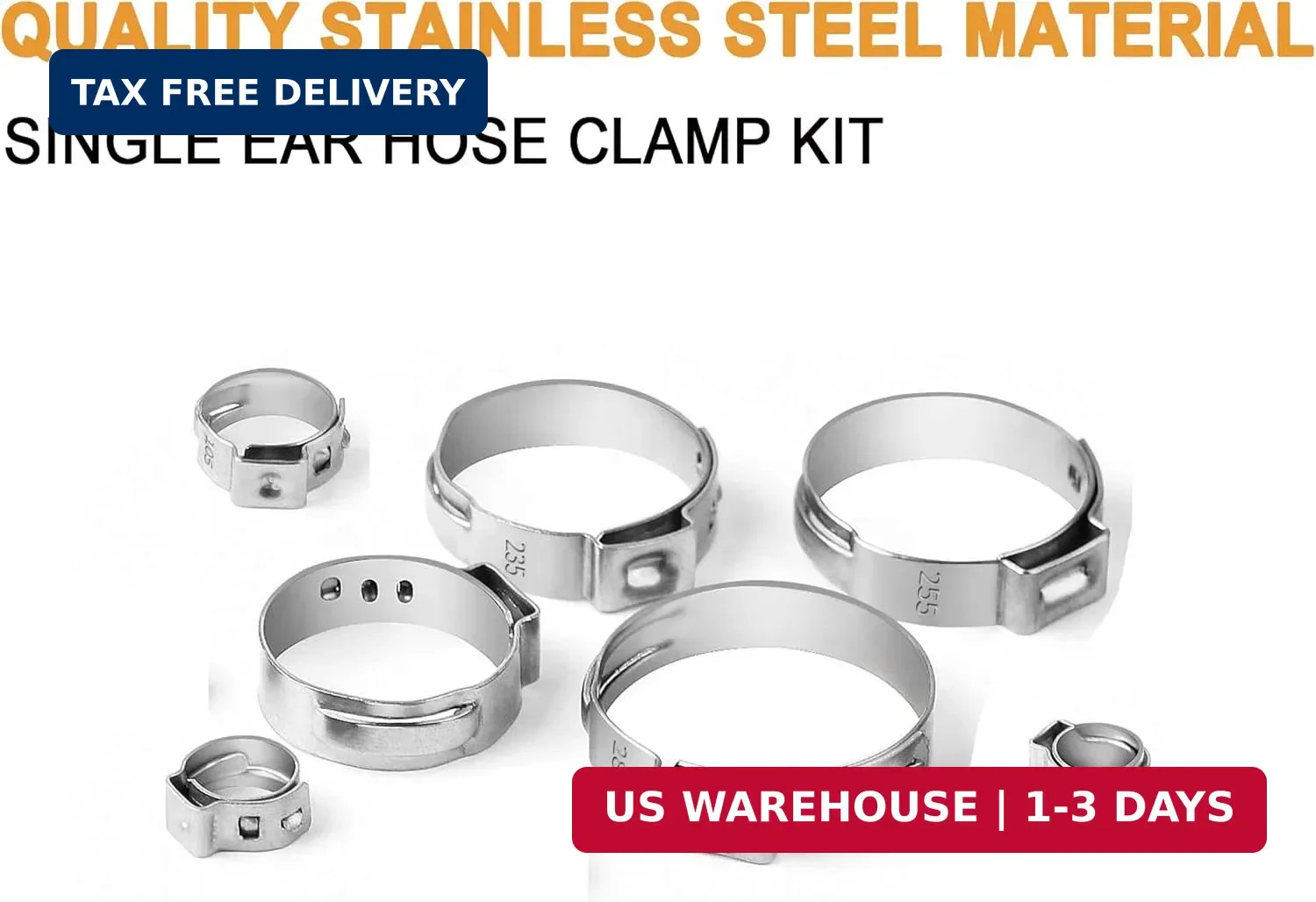 Single Ear Hose Clamps, Oetiker Clamps, 92Pcs(6.0mm-22.6mm) Crimp Pipe Clamps As