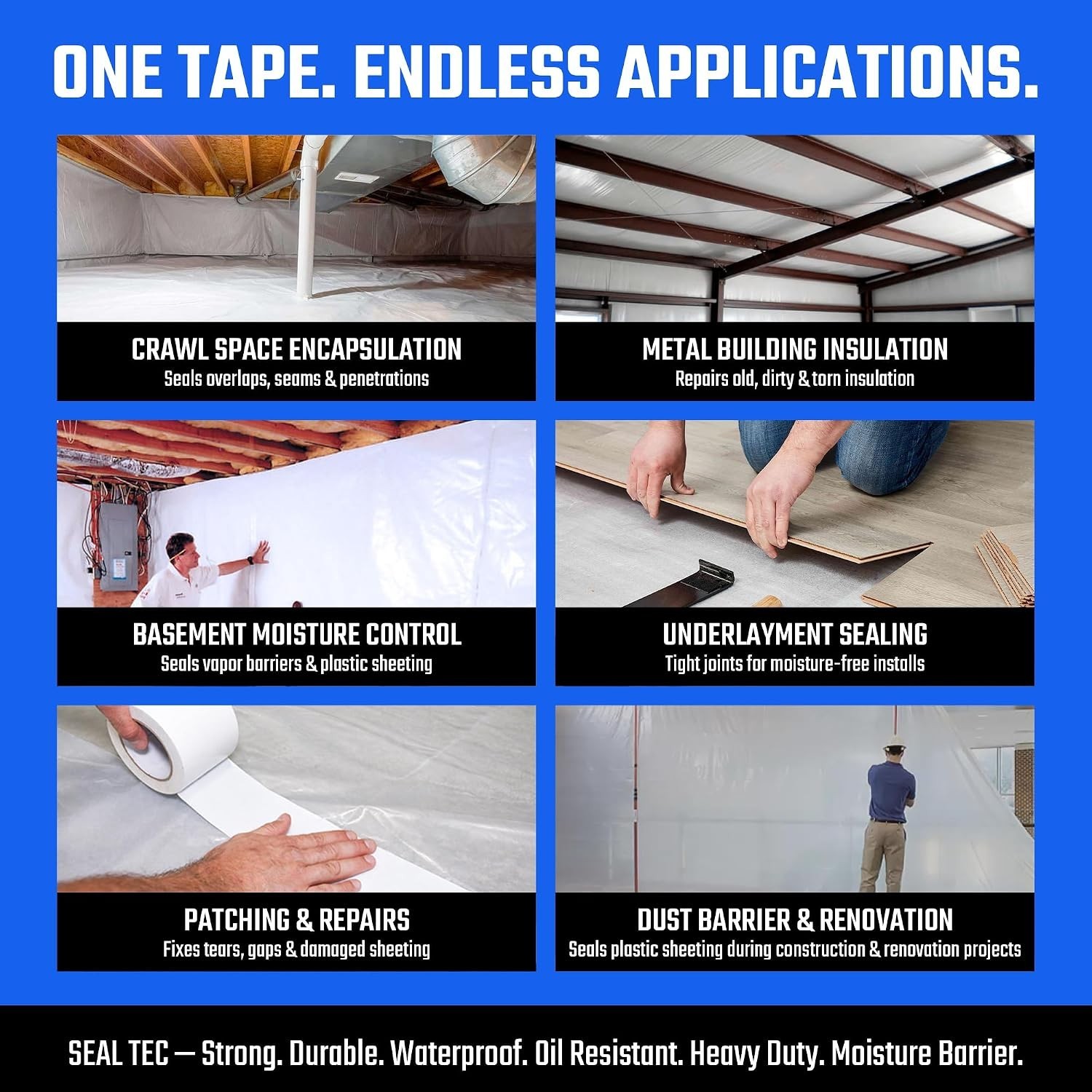 Seal Tec Vapor Barrier Tape 4″ x 180′ 9 Mil White Crawl Space Seam Tape