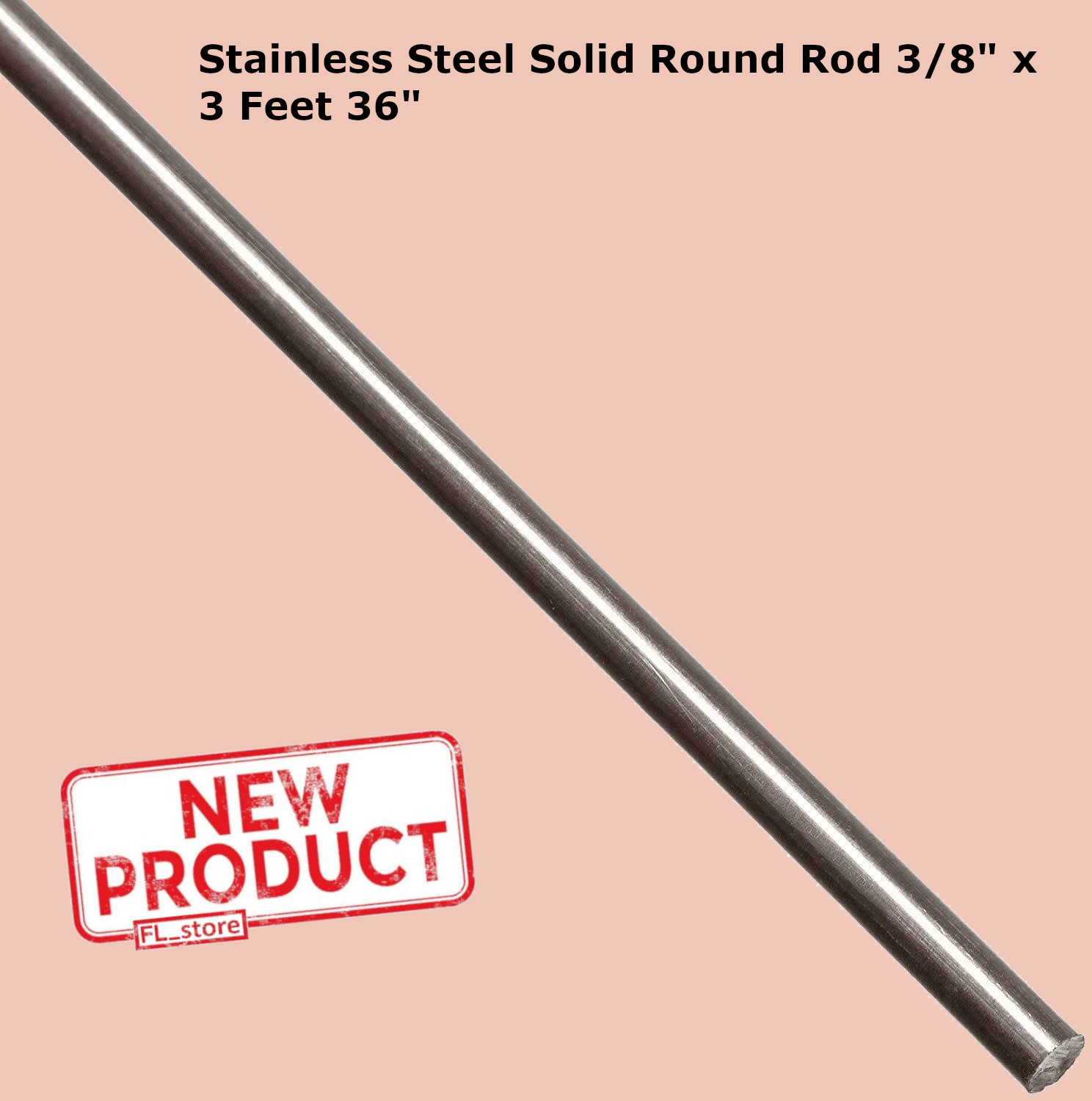 Stainless Steel Solid Round Rod 3/8″ x 3 Feet 316 Unpolished Stock 36″ Long NEW