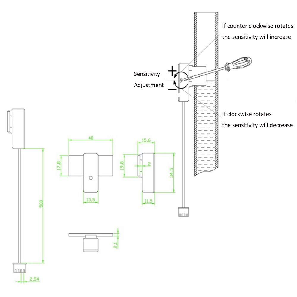 1/2x Non-Contact Water Liquid Level Sensor, DC 5-12V/24V 5mA 500ms Contactless