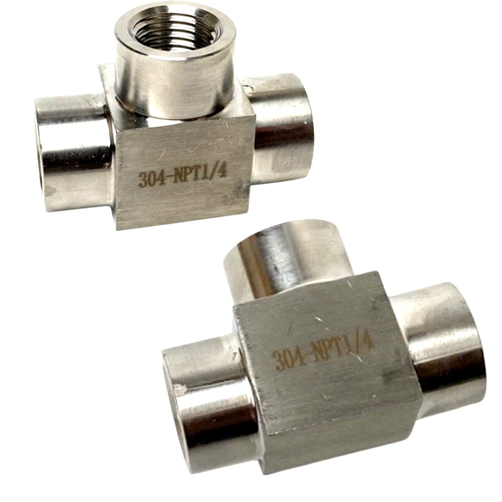 3Pcs 1/4″ Tee T 3 way Female 304 SS Threaded Connector Pipe Fitting NPT USA