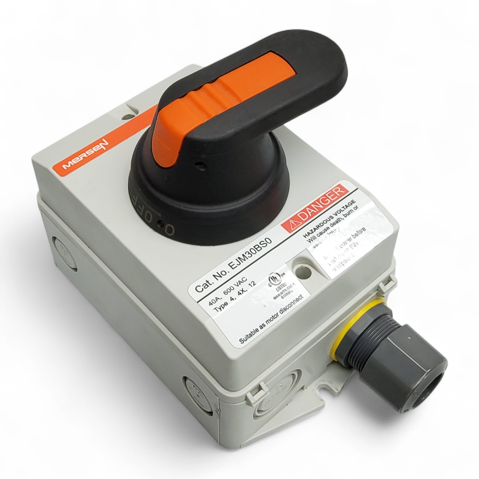 Mersen EJM30BS0 Enclosed Disconnector Switch 40A 600 4X non-Metallic VAC NEMA