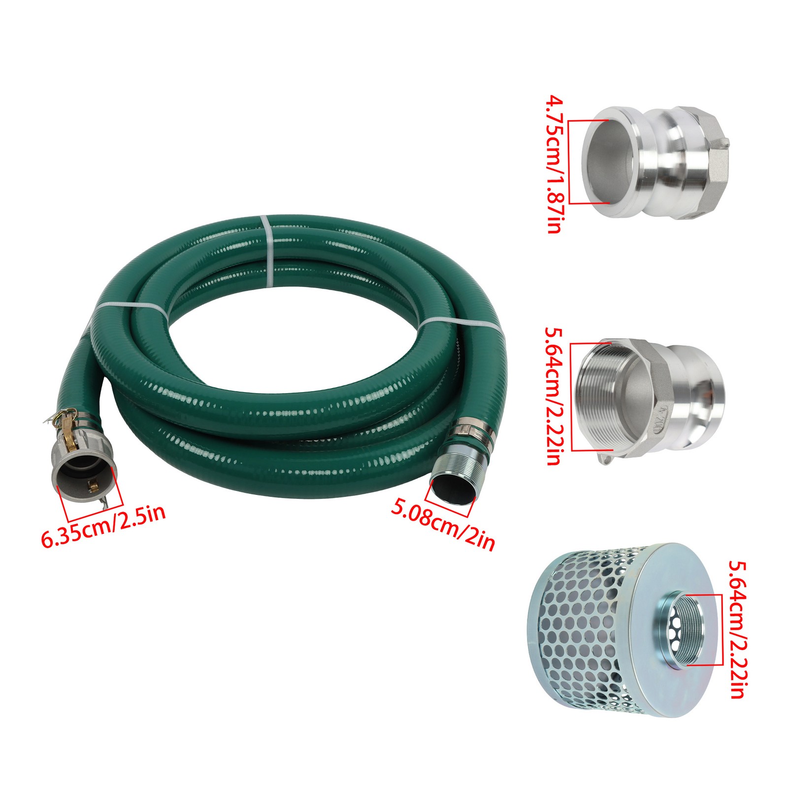 2 Inch Suction Hose Pump Kit for Water/Trash Pump Include 2″ X 20ft Hose