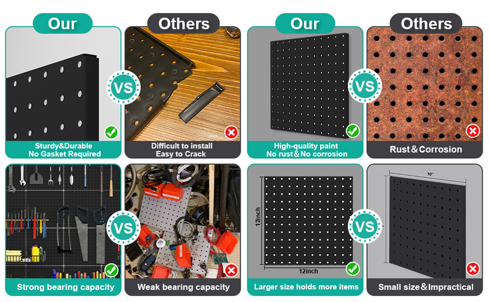 4 Packs Metal Pegboards Black Peg Boards Wall For Office Garage Basement Craft