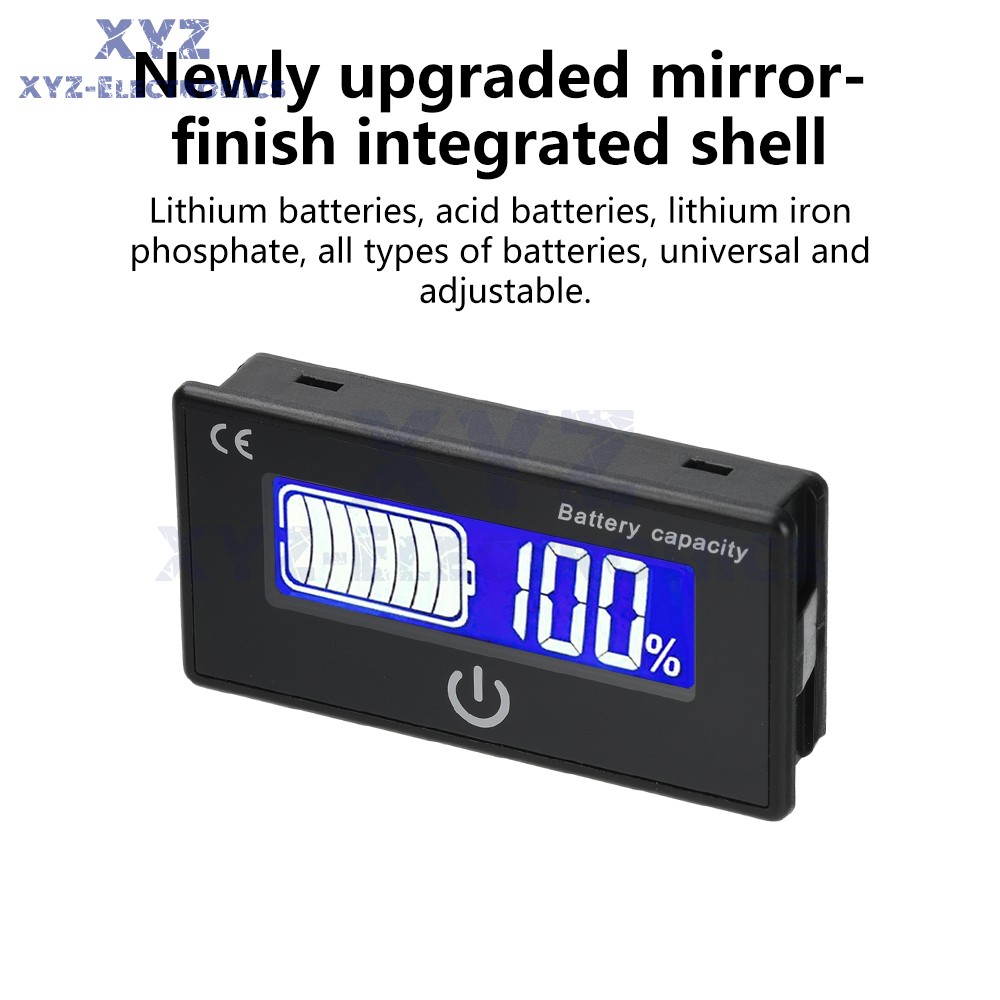 Battery Indicator Percentage DC 8-100V Battery Voltage Temperature Tester Meter